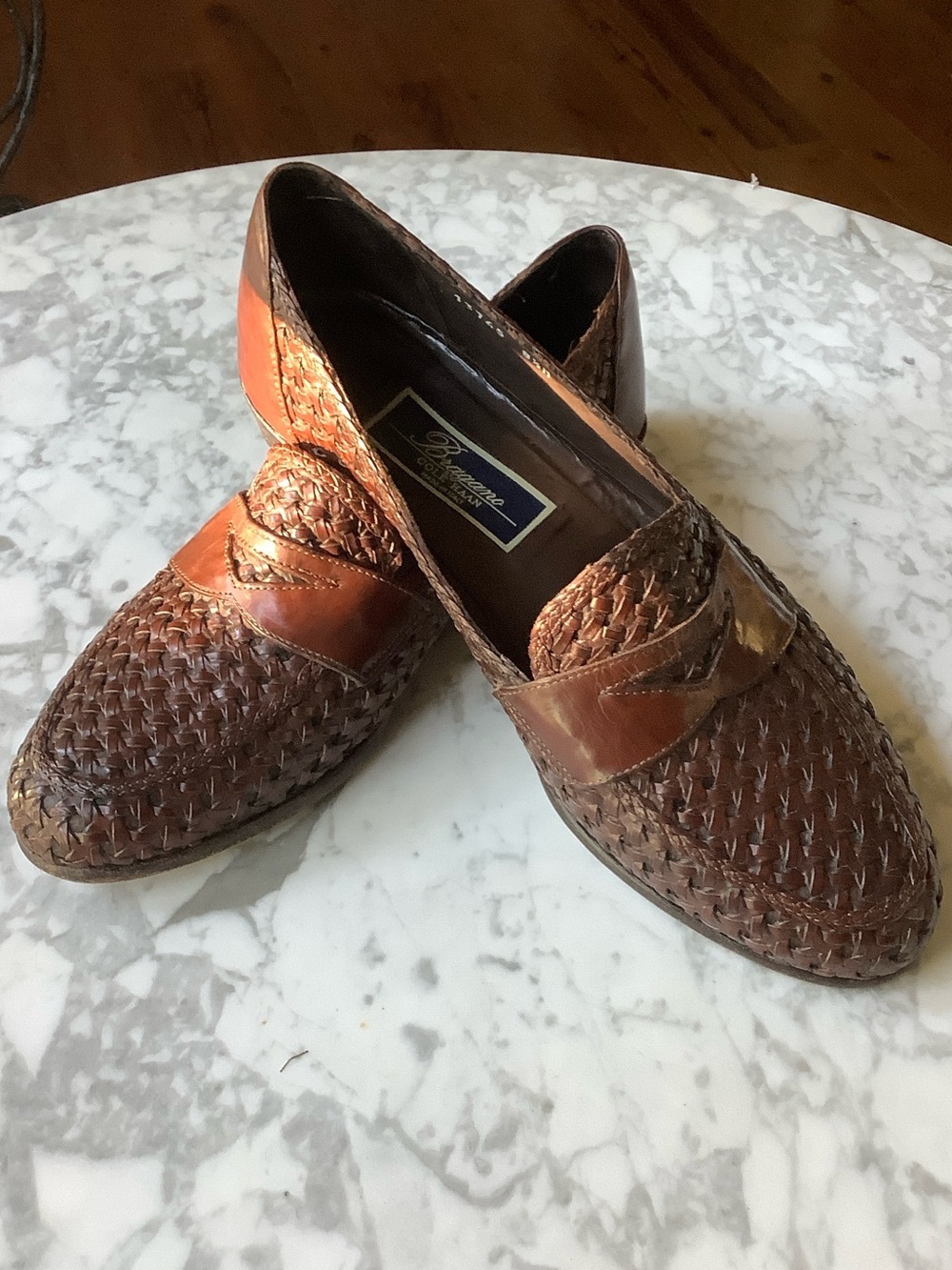 Vintage Bragano by Cole Haan Italian Woven Leather Loafers in Brown